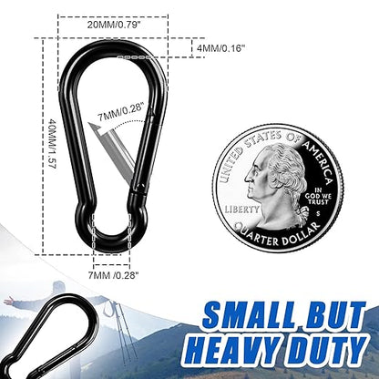 Small Carabiner Clip Hook, 1.57 inch 25 pcs Black Heavy Duty Spring Snap Hook Key Chain, Carabiners Clips for Outdoor Camping, Swing Set, Hammock, Hiking Travel, Fishing, Quick Link Keychain