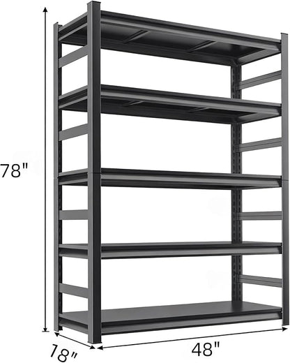 Metal Shelving, Garage Shelves Series, Heavy Duty Storage Shelf, Large Industrial Steel Racks for Garage, Basement and Factories, Multifunctional Utility Shelving Unit