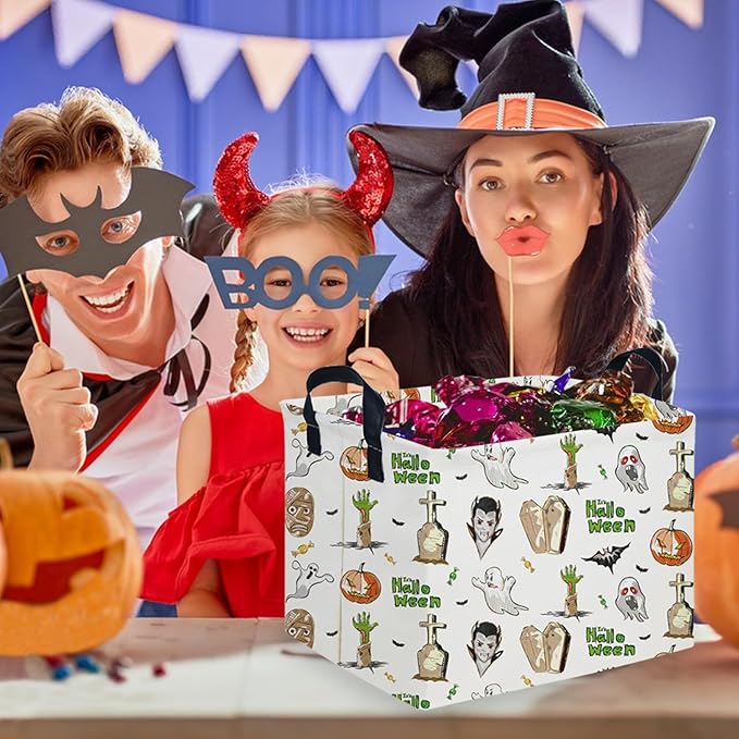 Halloween Ghost thriller basket,Empty Halloween basket,Horror and thriller decor,Trick or Treat Box for Boys and Girls,Horror decor(Scary Halloween)