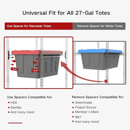 27 Gallon Storage Bin Rack Organizer, Heavy-Duty Tote Storage Rack, 5-Tier Standing Storage Bin Shelves, Maximize Space for Garage/Storage/Warehouse, 250 lb Total Capacity, 1(Bins Not Included)