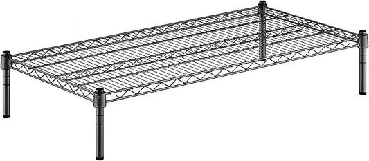 21" x 42" x 8" Black Epoxy Wire Storage Shelf, Dunnage Rack, Commercial 1 Tier Small Shelf