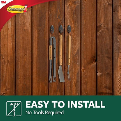 Command Outdoor Terrace Hooks, 2 Hooks and 4 Strips, Damage-Free Hanging Wall Hook for Hanging Outdoor Wall Decor with Weather Resistant Strips, Holds up to 3 lb