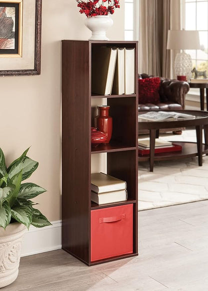 ClosetMaid Cubeicals 4 Cube Storage Shelf Organizer Bookshelf, Stackable, Vertical or Horizontal, Easy Assembly, Wood, Dark Cherry Finish