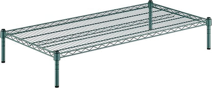 24" x 48" x 8" Green Epoxy Wire Storage Shelf, Dunnage Rack, Commercial 1 Tier Small Shelf