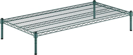 24" x 48" x 8" Green Epoxy Wire Storage Shelf, Dunnage Rack, Commercial 1 Tier Small Shelf