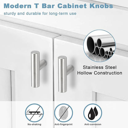 Estmoon 30 Pack Cabinet Knobs Brushed Nickel Cabinet Handles, Stainless Steel Single Hole Kitchen Cabinet Knobs Silver Cabinet Pulls for Kitchen Cabinets and Dressers,2 Inch Overall Length Drawer Knob