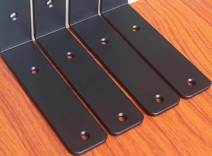 6 Pack - L 6" x H 6" x W1.5, 5mm Thick Black L Shelf Bracket, Iron Shelf Brackets, Metal Shelf Brackets, Floating Shelf, Shelf Supports with Screws