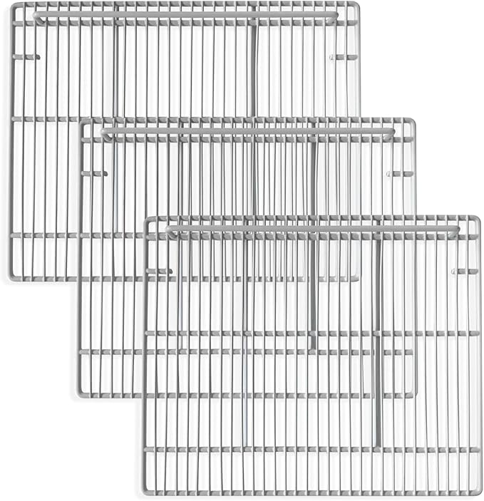 DeepTide Commercial Sandwich&Salad Prep Table Freezer and Refrigerator Shelves, Durable and Resistant to Corrosion, Easy Snap-On Design, Adjustable Steel Shelving, 3 Pack