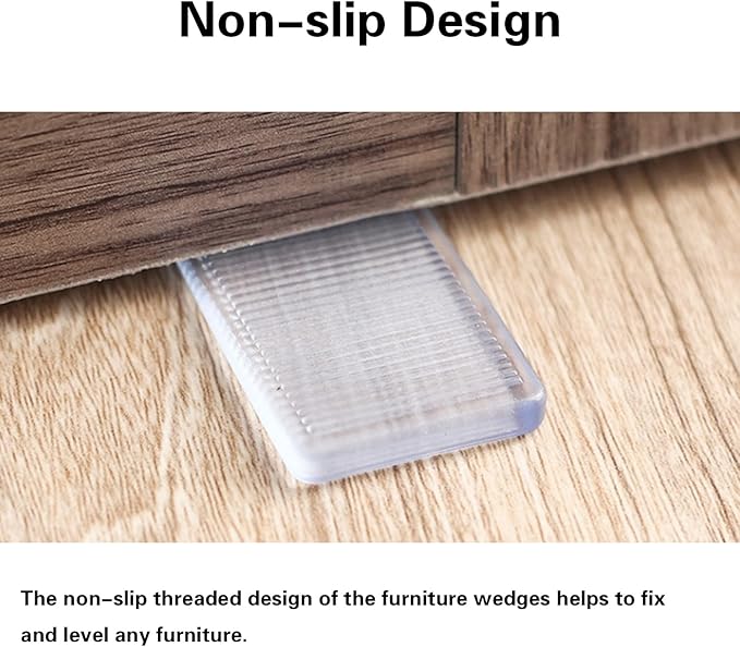 8 Pcs Plastic Clear Table Shims, Level Wedge for Home Furniture, Have Extreme Weight Capacity, Weather Resistant, Levelers for Wobbly Uneven Floors Fixing Toilet Leveling (Transparent)