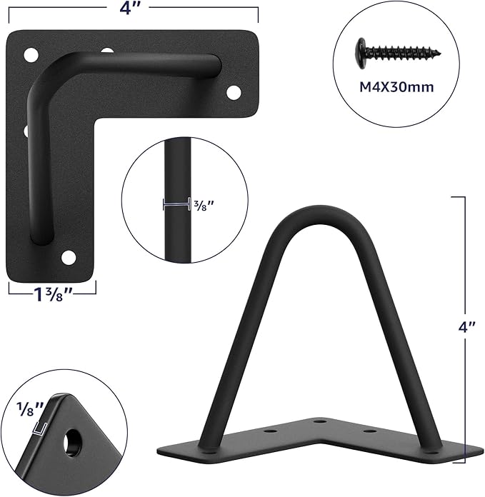 SMARTSTANDARD 4 Inch Heavy Duty Hairpin Furniture Legs, Metal Home DIY Projects for TV Stand, Sofa, Cabinet, etc with Rubber Floor Protectors Black 4PCS