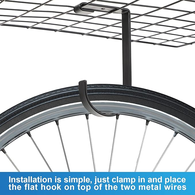 Ferraycle 12 Pcs Add on Storage Hook Accessory Overhead Garage Hooks for Ceiling Rack and Wall Shelving, Bike Hanging Flat, Black