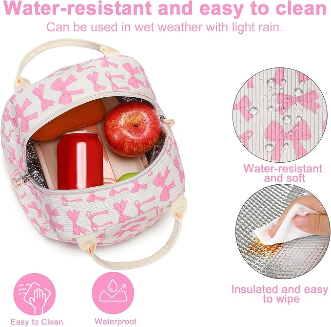 Bluboon Lunch Bag for Women Men Cute Corduroy Lunch Tote Bags Reusable Insulated Lunch Box Large Capacity Reusable Insulated Cooler for Work Picnic or Travel