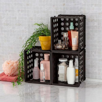 Sterilite Mini Crate, Stackable Plastic Storage Bin with Handles, Organize Home, Garage, Office, School, Dorm Room, Black, 24-Pack