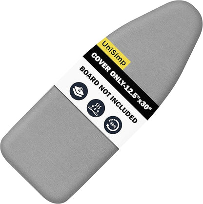 Small Ironing Board Cover and Pad 12.5"x30" Small Iron Board Cover with Padding,Tabletop Mini Ironing Board Cover and Pad Small Size, Cotton Canvas, Heat Resistant, Drawstring Gray