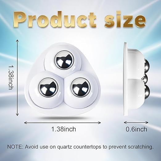 Self Adhesive Caster Wheels for Countertop - Furniture Sliders & Appliance Rollers for Kitchen, Coffee Machine, Blender, Oven - Easily Solves The Problem of Desktop Sliding (White, 16pcs)