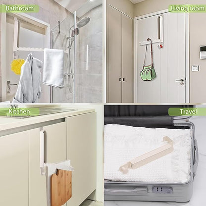 Over The Door Drying Rack, 2 Pack Foldable Over The Door Hooks Hanger for Laundry Clothes Heavy Duty Door Organizer Rack Coat Towels Hanging Storage for Bedroom Bathroom Kitchen