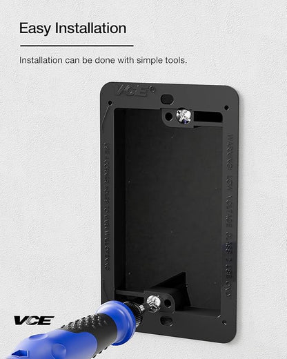 VCE Low Voltage Mounting Bracket 10 Pack, Flush Low Voltage Box for Single Gang Wall Plate, Telephone Wires, Network Cables, HDMI, Coaxial, Speaker Cables, Black