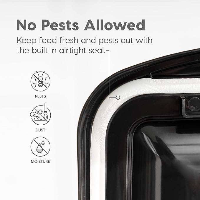 IRIS USA Airtight Dog Food Storage Container, WeatherPro, Up to 50 lbs, Removable Wheels, for Dog Cat Bird and Other Pet Food Storage Bin, Keep Fresh, Translucent Body, Made in USA, Clear/Black