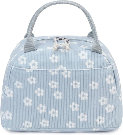 Bluboon Lunch Bag for Women Men Cute Corduroy Lunch Tote Bags Reusable Insulated Lunch Box Large Capacity Reusable Insulated Cooler for Work Picnic or Travel