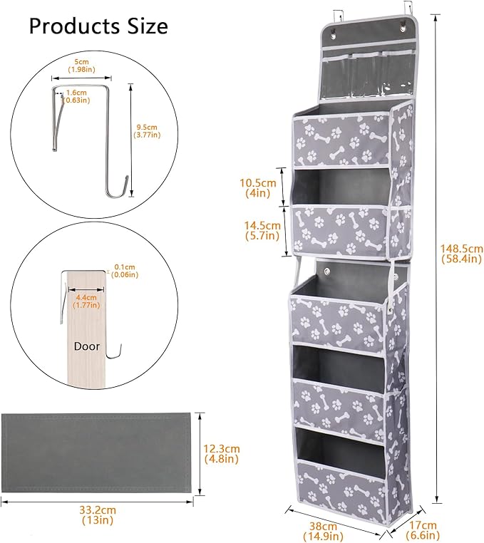 Morezi Dog Over The Door Storage Organizer Toy Leash Organization Great for Collecting pet Toys leashes Clothing Hanging Dog Organizer