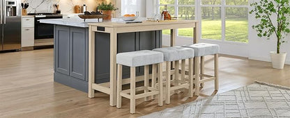 59" Power Outlet Mid Century Console Table, Slim Console Table with Solid Wood Frame, Long Narrow Console Tables for Living Room & Kitchen, Light Oak