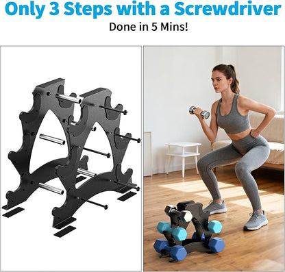 Dumbbell Rack Stand Only - Heavy Duty Weight Rack for Home Gym Organization, Compact Dumbbell Stand for Space Saving, Small Weight Storage for 1-15 LB Dumbbells in Home/Office/Studio