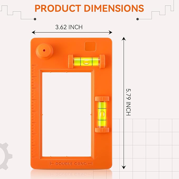 Low Voltage Mounting Bracket Template, Horizontal or Vertical Mounting Template for Single Gang and Double Gang Low Voltage Brackets, Easily Mark Out Cutouts(Orange)