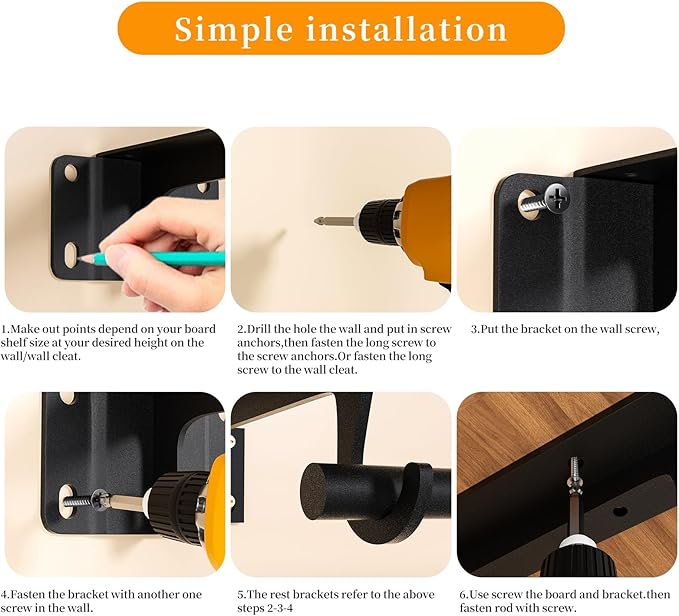 Closet Rod Support Bracket 13 inch WYGWP Heavy Duty Closet Shelf Brackets Supports 200lbs,Sturdy Closet Shelves Wall Mounted for DIY Home and Closet Decor Black 2pack