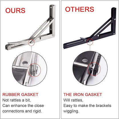 YUMORE Folding Shelf Brackets 22", Max Load: 330lb Heavy Duty Stainless Steel Collapsible Shelf Bracket for Table Work Bench, Space Saving DIY Bracket, 2 Pack