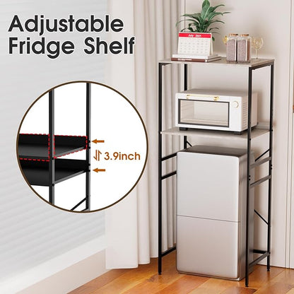 Mini Fridge Shelf Mini Fridge and Microwave Stand Over Mini Fridge Storage Rack Height Adjustable Microwave and Fridge Stand Suitable for Dorm, Kitchens, Offices, Modern Gray