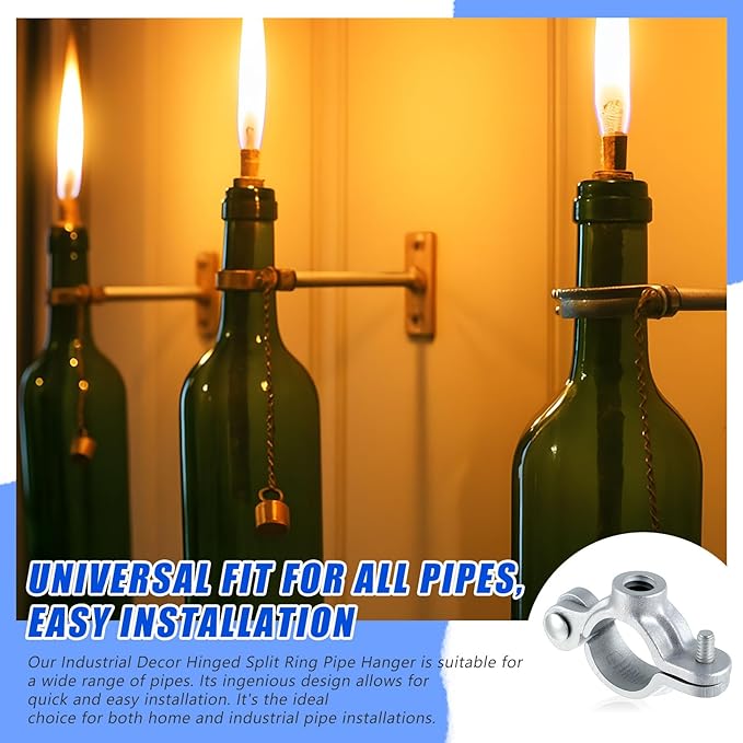 20 Pack 1/2" Split Ring Pipe Hanger for Thread Rod Galvanized Iron Mounting Bracket Support for Tubing Wall Ceiling Mount Combination Industrial Decor