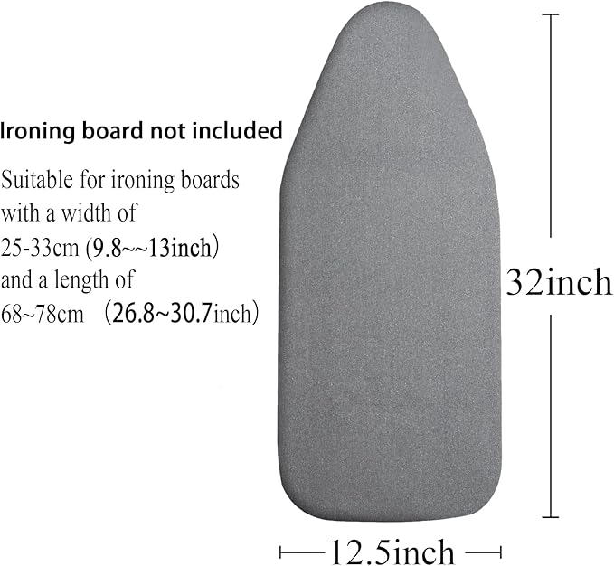 Small Ironing Board Cover Scorch Resistant, Table top Ironing Cover with Padding Heat Reflective Heavy Duty Pad(Grey, 12.5"x32")