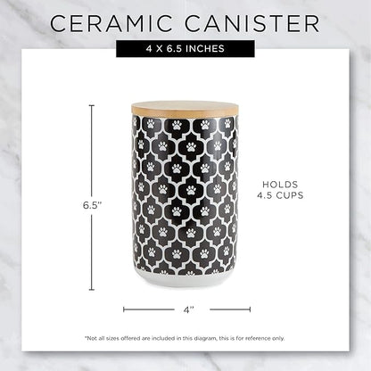 Bone Dry Lattice Collection Pet Bowl & Canister, Treat Canister, 4x6.5 inches, Stone
