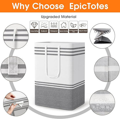 4 Pack Large Laundry Baskets, Laundry Hampers, Freestanding Waterproof Collapsible Clothes Bag with Extended & Reinforced Handles - Clothes Basket for Dorm, Bathroom, Home (75L)