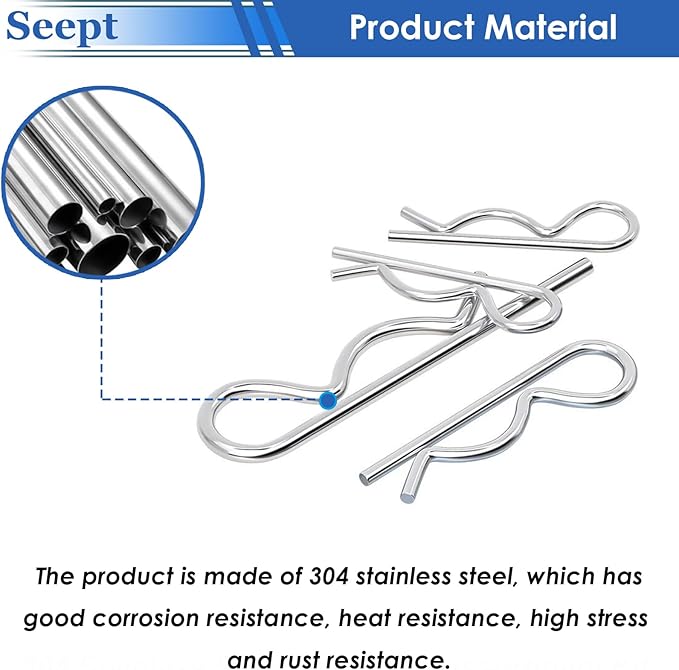 105Pcs 304 Stainless Steel Cotter Pins 7-Values R Cotter Pin Used for Hitch Lock System, Trucks, Engine