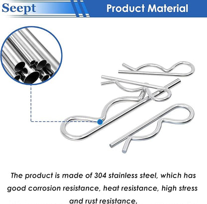 105Pcs 304 Stainless Steel Cotter Pins 7-Values R Cotter Pin Used for Hitch Lock System, Trucks, Engine