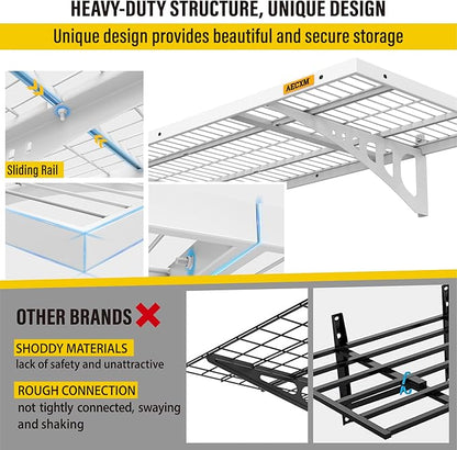 1.64x4ft 2Pack Wire Shelving Unit Heavy Duty Garage Storage Shelves Wall Mounted White 560lbs Load Capacity（20-inch-by-48-inch）