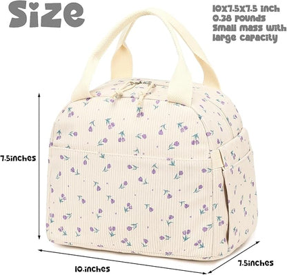 Bluboon Lunch Bag for Women Men Cute Corduroy Lunch Tote Bags Reusable Insulated Lunch Box Large Capacity Reusable Insulated Cooler for Work Picnic or Travel
