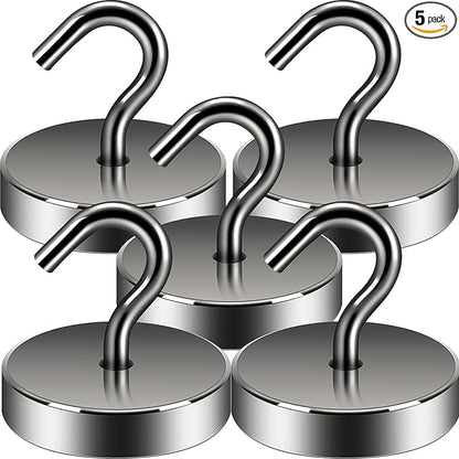 Neosmuk Magnetic Hooks, Cruise Ship Essentials, 100lb+ Heavy Duty Magnetic Hooks for Cruise Cabins, Refrigerator, Grill, Hanging, and Travel | Extra Strong Must-Haves Magnet Hook,Gunmetal, 5 Pack