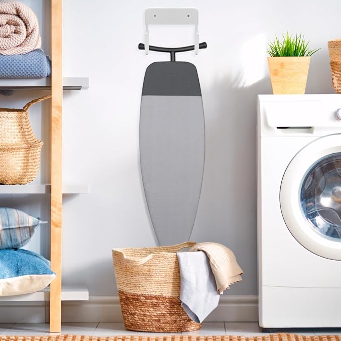 QWORK Ironing Board Wall Mount - Heavy Duty Ironing Board Hanger with 5 Inch Length, Iron Board Hook Wall Mount