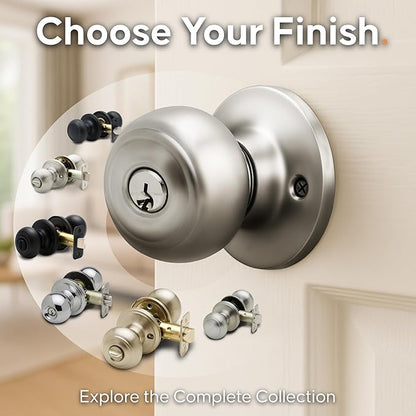 Copper Creek CK2040PS Colonial Door Knob, Keyed Entry Function, 1 Pack, Polished Stainless