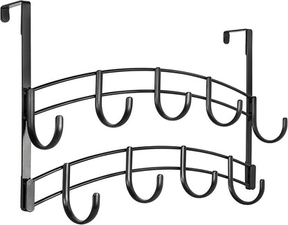 LYNK Professional® Home™ Over The Door Hooks - 9 Hook Over The Door Hanger - Over Door Coat Rack - Hanging Towels or Clothes - Bathroom, Bedroom or Laundry Room - Lifetime Ltd. Warranty – Black