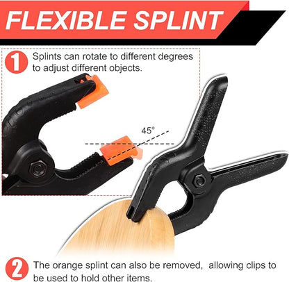 12 Pack Plastic Spring Clamps, 3.5inch Small Heavy Duty Clips for Crafts, Backdrop Stand, Woodworking, Photography Studios (Black)