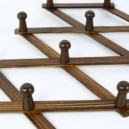 AMAPON Accordion Style Expandable Wall Wooden Coat Rack 13 Hooks (Pegs) Hang Hats Jackets Coffee Mug Purses Necklaces Towels Cap Leash Scarves Data Line Kitchenware (Walnut)