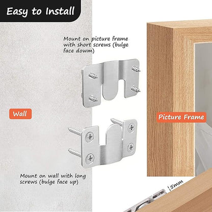 Flush Mount Bracket, Headboard Wall Mounting Brackets-56 x 30mm Interlocking Hanging Bracket, Mounting Hardware for Picture Hanging and Sectional Couch Connectors (4 Pairs)