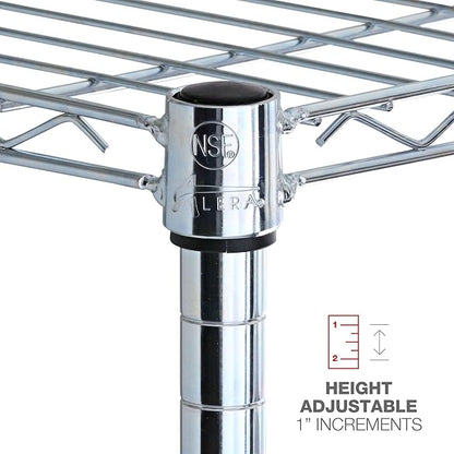 Alera ALE Residential Wire Shelving, Four-Shelf, 36w x 14d x 54h, Silver