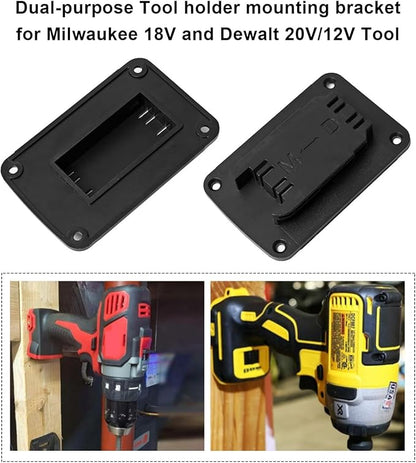 20pas Tool Holders and Battery Holder for Dewalt 20v Wall Mount Hanger Battery Drill Tool Storage Shelf for Milwaukee M18 (Black)