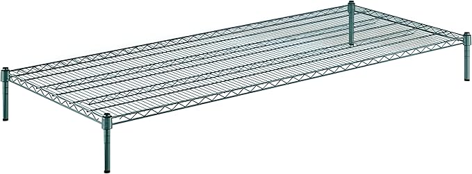 30" x 72" x 8" Green Epoxy Wire Storage Shelf, Dunnage Rack, Commercial 1 Tier Small Shelf
