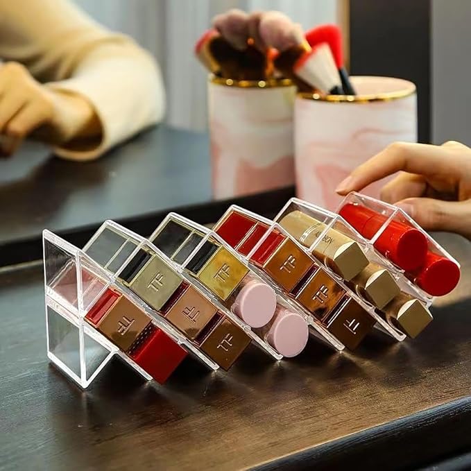 Lipstick Organizer - Acrylic Lipstick Holder Clear Cosmetic Fish Shape Lip Gloss Tower Makeup Storage for Bathroom Vanity Countertop (16 Spaces)