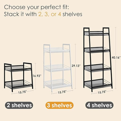 Masupu 3 Tier Bathroom Shelf, Bathroom Organizer and Storage for Small Space, Free-Standing Metal Rack Shelves Waterproof for Kitchen, Bathroom, Laundry, Toilet, White